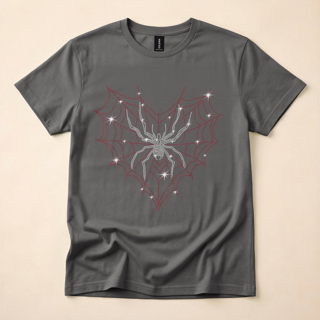 Cute Heart Spider Web Cobweb Halloween T-Shirt - photo 5