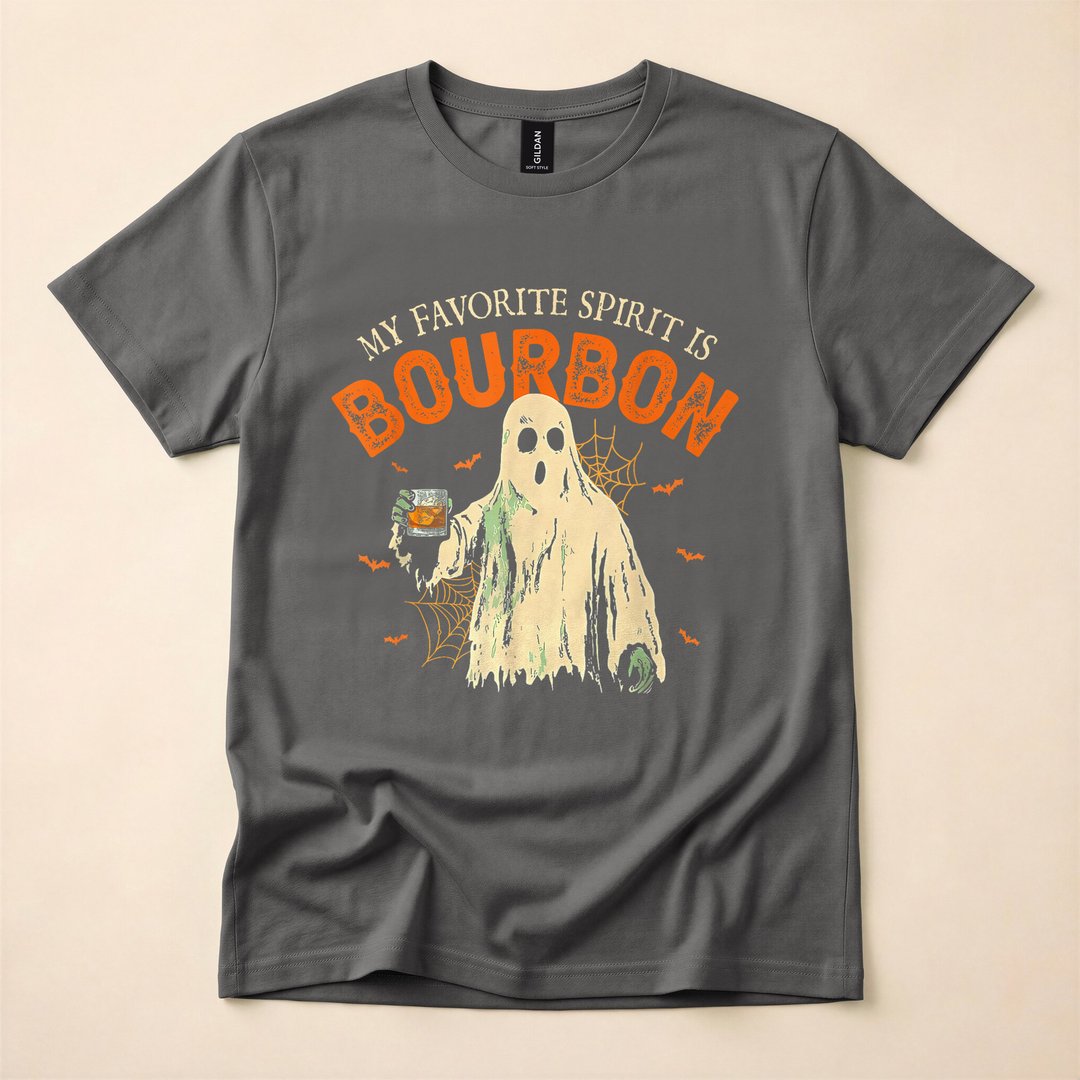 My Favorite Spirit Is Bourbon Funny Ghost T-Shirt - photo 5