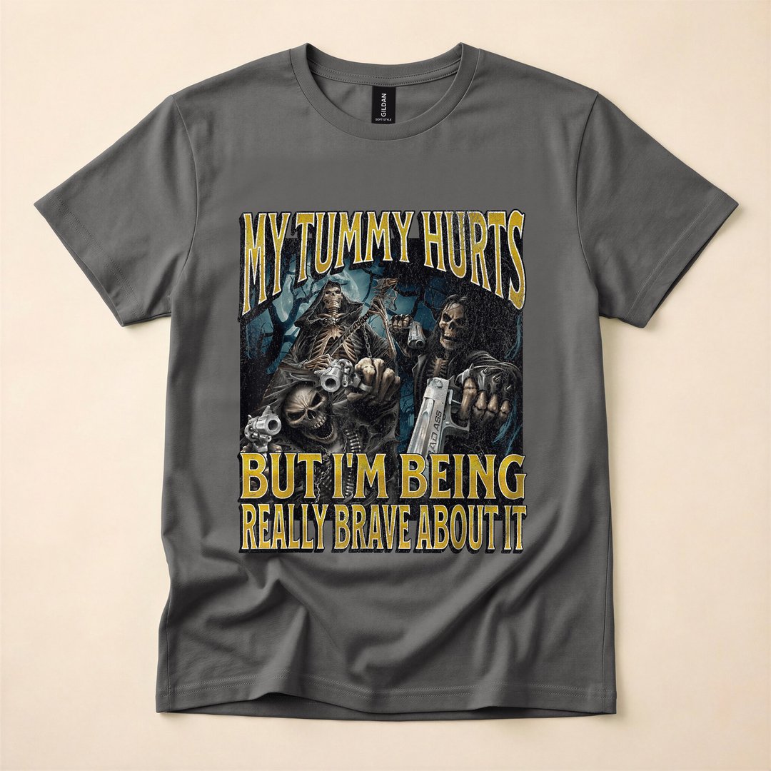 My Tummy Hurts Funny Hard Skeleton Bootleg Meme T-Shirt - photo 5