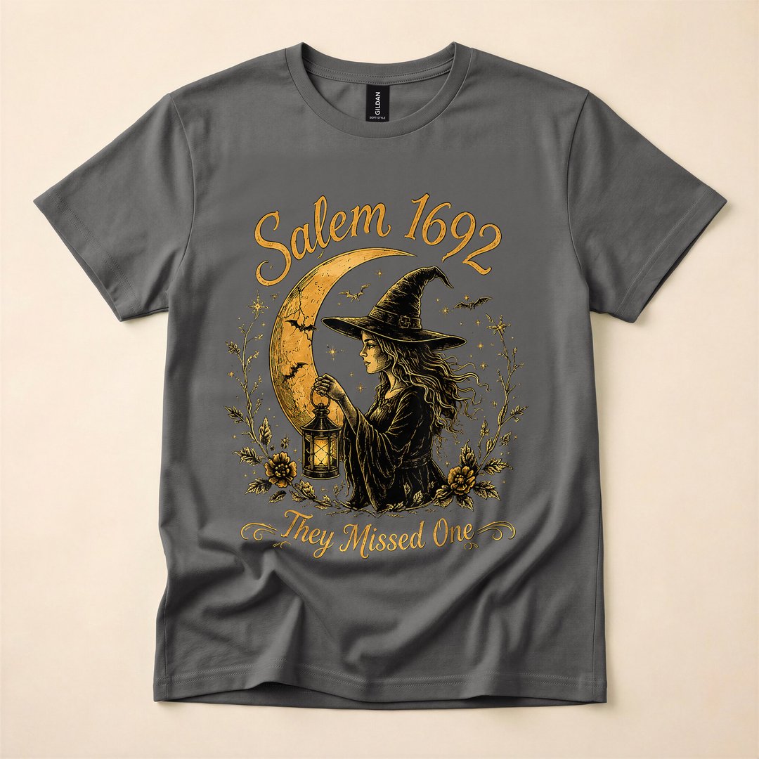 Salem 1692 They Missed One Vintage Witch Moon T-Shirt - photo 5