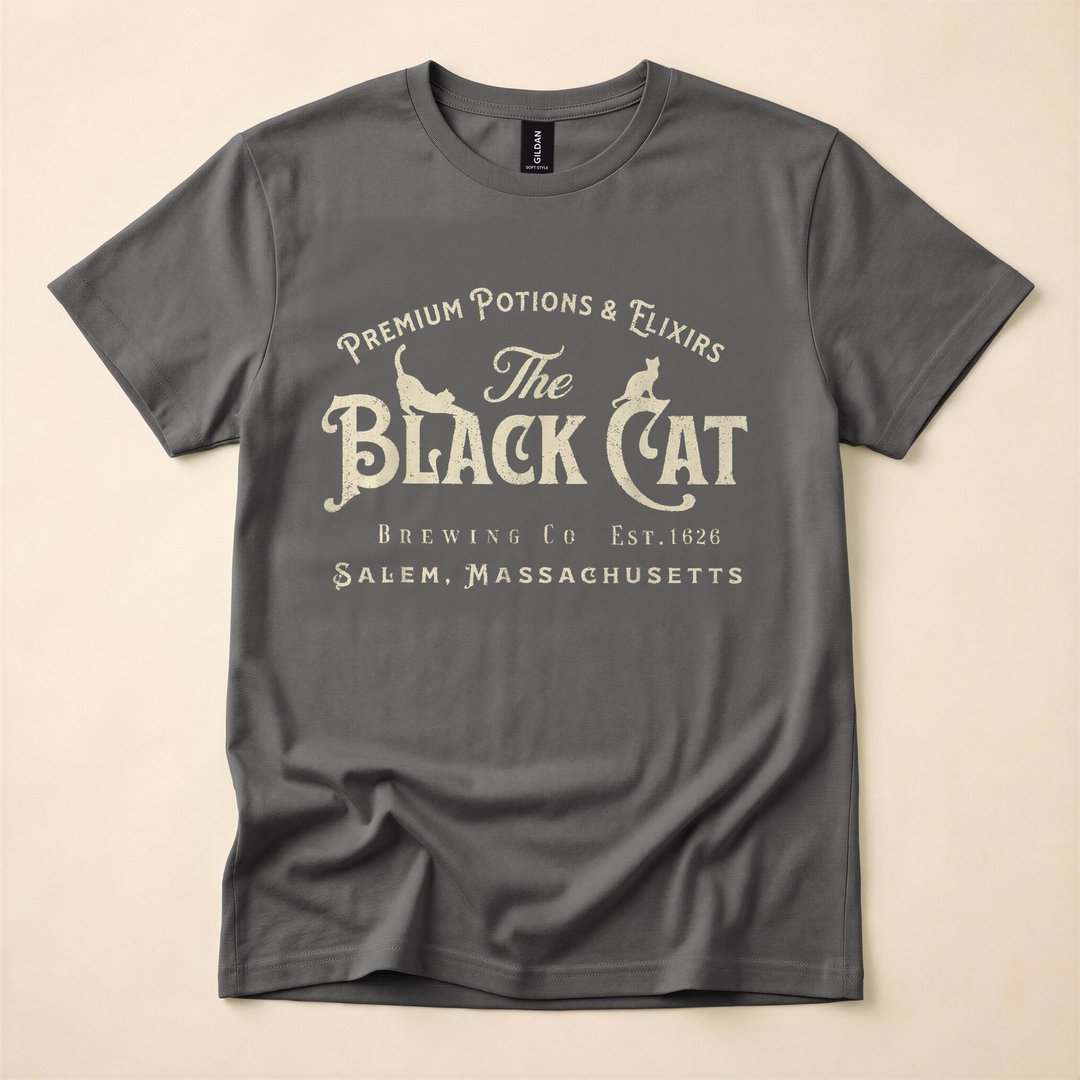 Black Cat Witchy Salem Est 1626 Halloween T-Shirt - photo 5