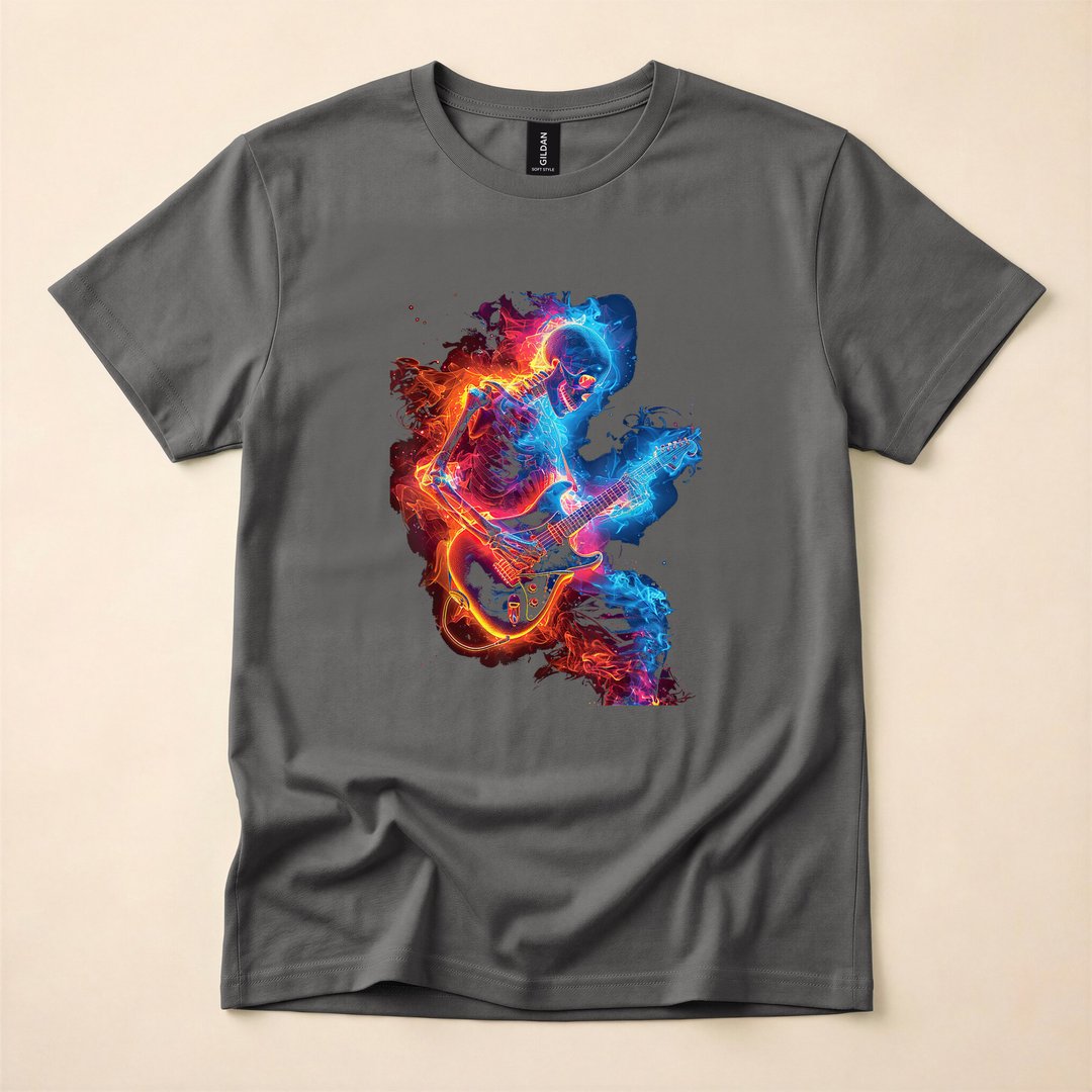 Skeleton Playing Guitar Rock Star Shredder T-Shirt - photo 5