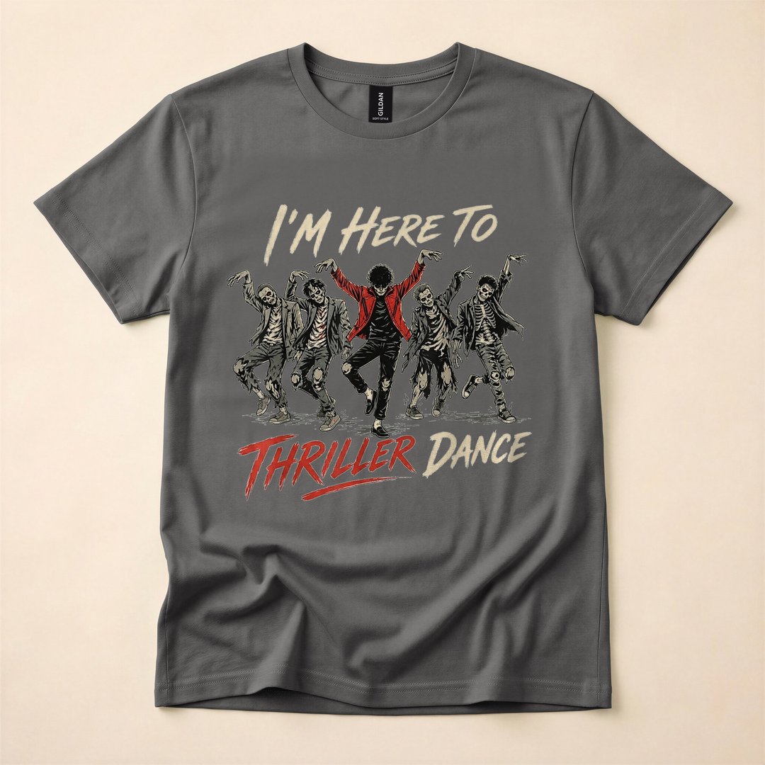 Just Here to Thriller Dance Funny Zombie Party T-Shirt - photo 5