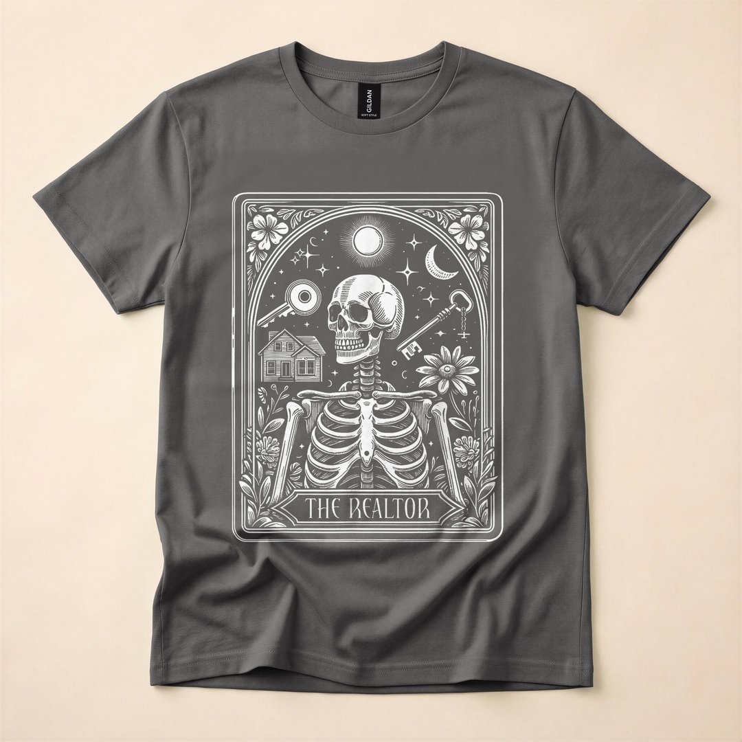 Realtor Skeleton Tarot Card Witchy Halloween T-Shirt - photo 5