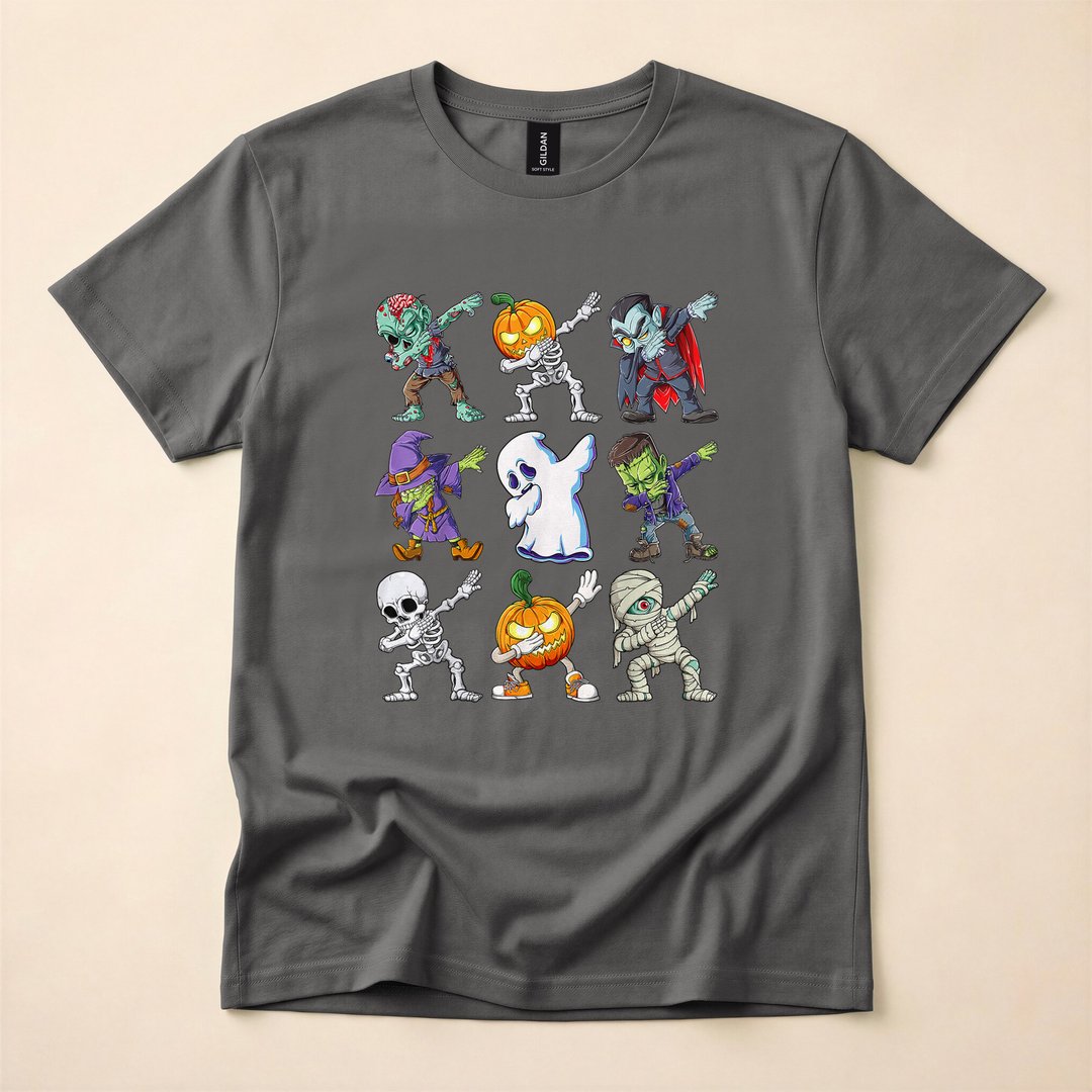 Dabbing Skeleton Zombie Pumpkin Mummy Halloween T-Shirt - photo 5