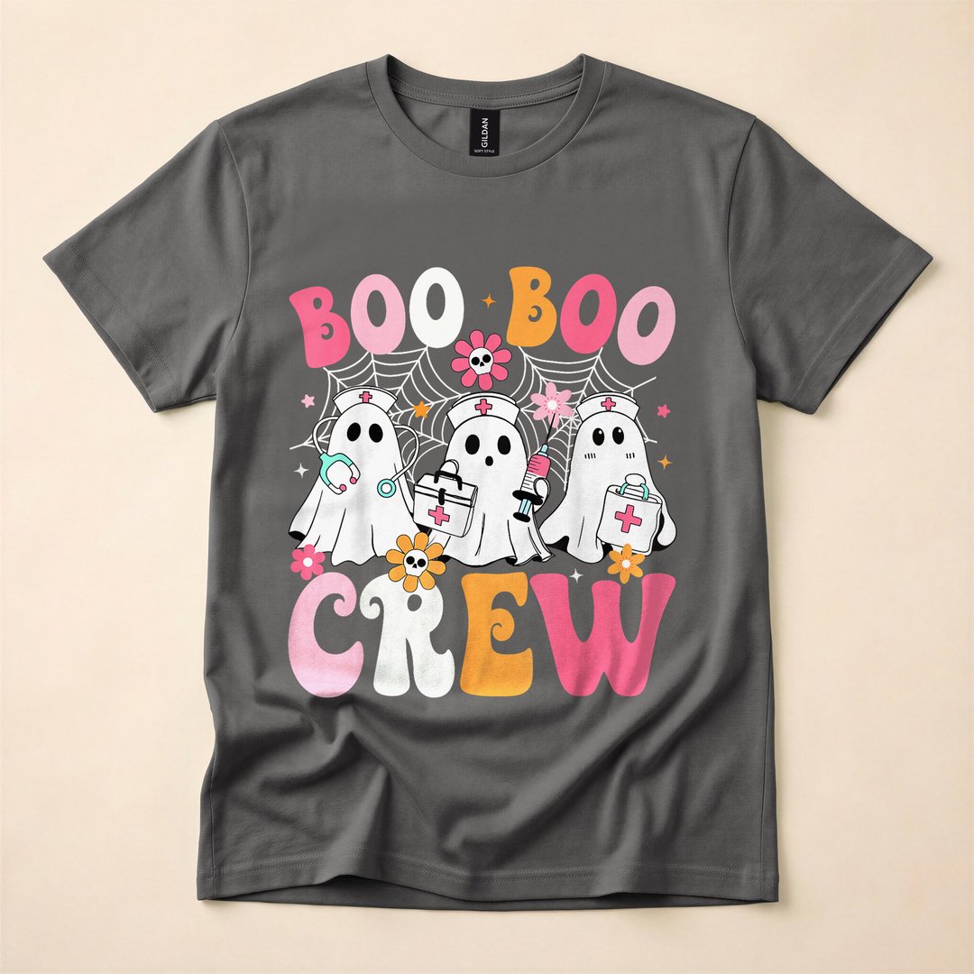 Boo Boo Crew Spooky Nurse Ghost Halloween T-Shirt - photo 5