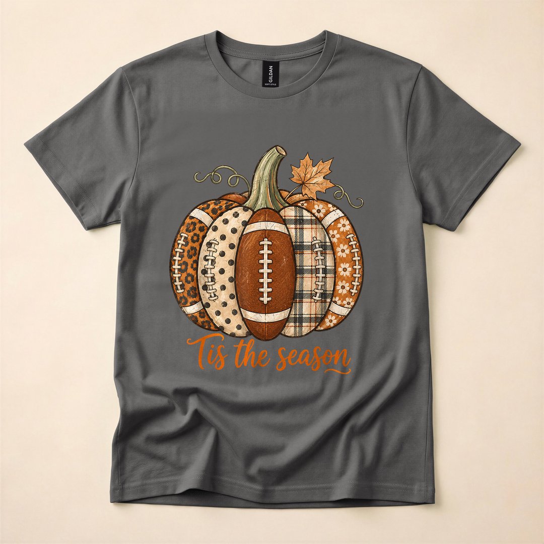 Football Pumpkin Tis the Season Leopard Fall T-Shirt - photo 5
