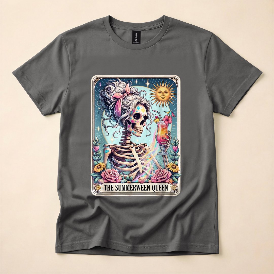 Summerween Skeleton Tarot Card Spooky Ghoul T-Shirt - photo 5