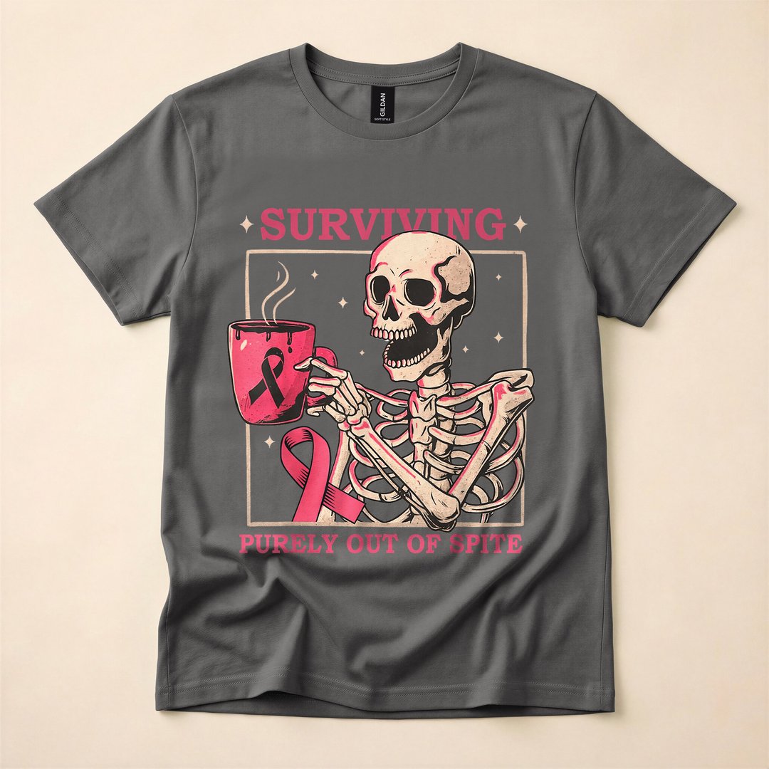 Surviving Purely Out of Spite Funny Skeleton T-Shirt - photo 5
