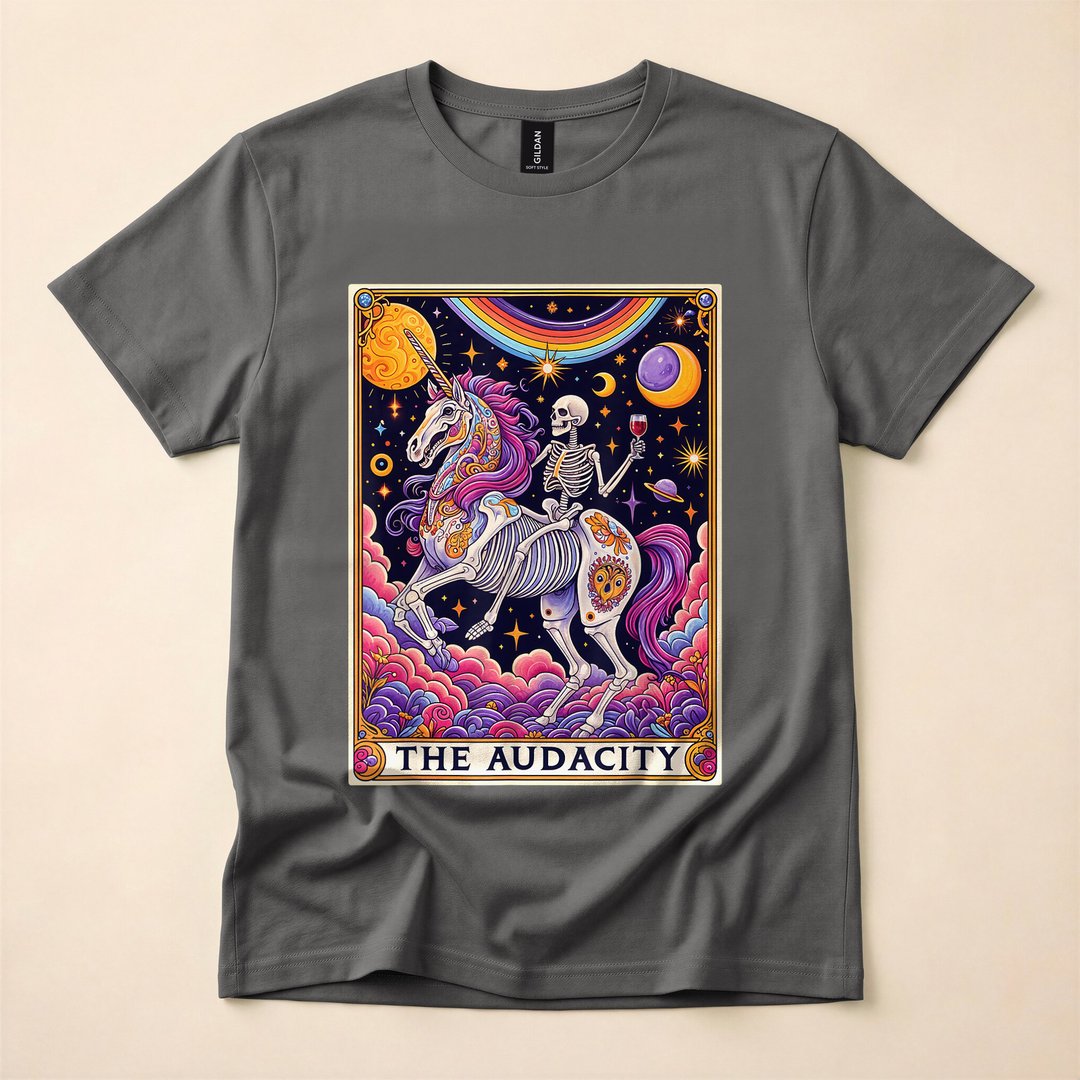 The Audacity Rainbow Skeleton Unicorn Tarot T-Shirt - photo 5