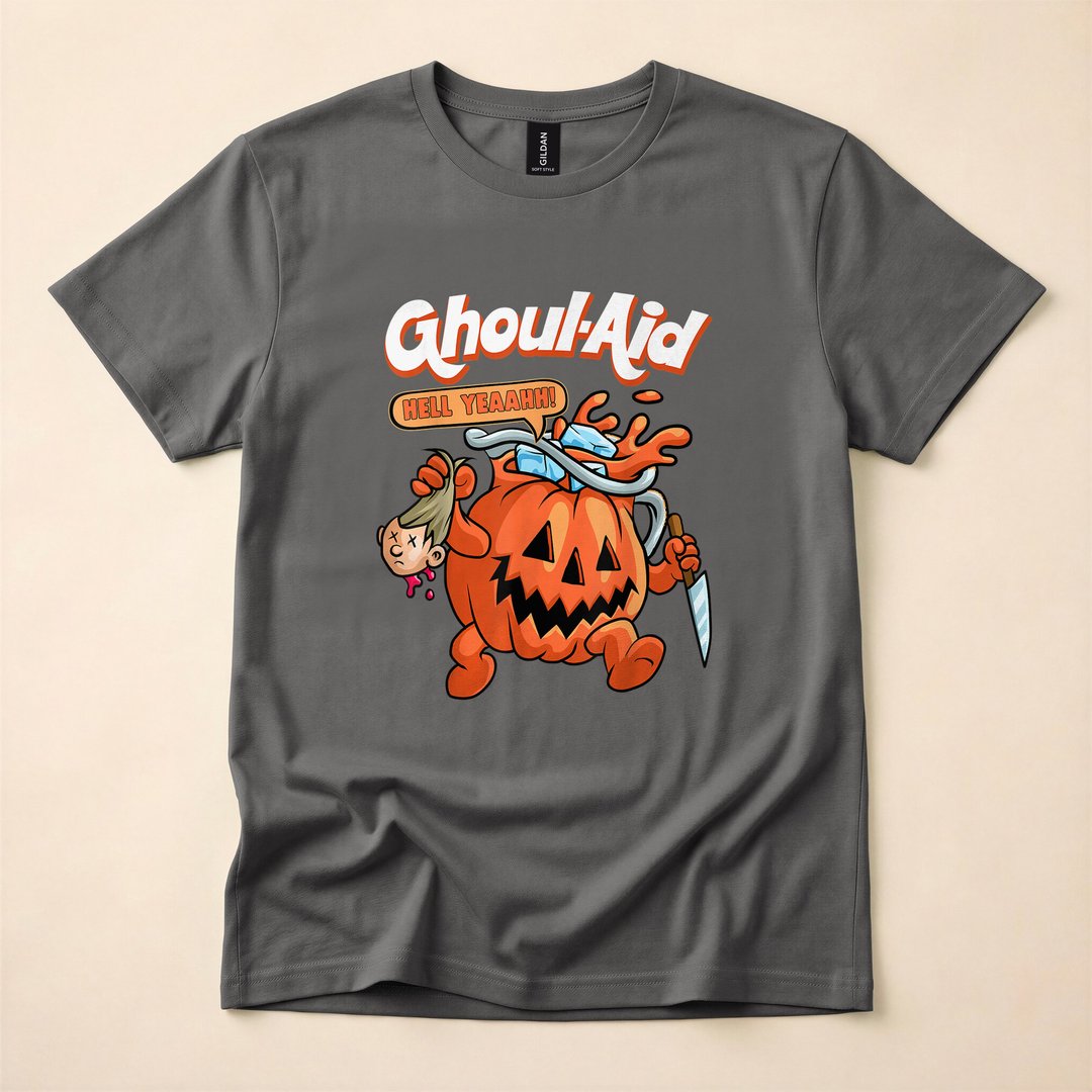 Cool Ghoul Aid Pumpkin Halloween Meme T-Shirt, Funny Spooky Season Graphic Tee - photo 5