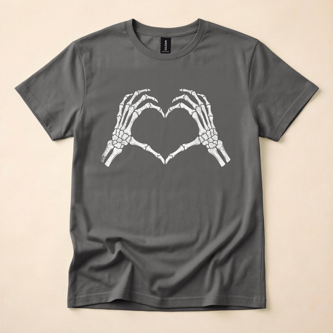 Skeleton Hands Forming a Heart Spooky Season T-Shirt - photo 5