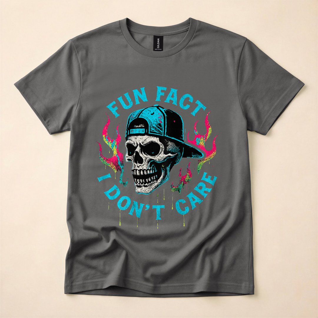 Fun Fact I Don't Care Funny Skeleton Quote T-Shirt - photo 5