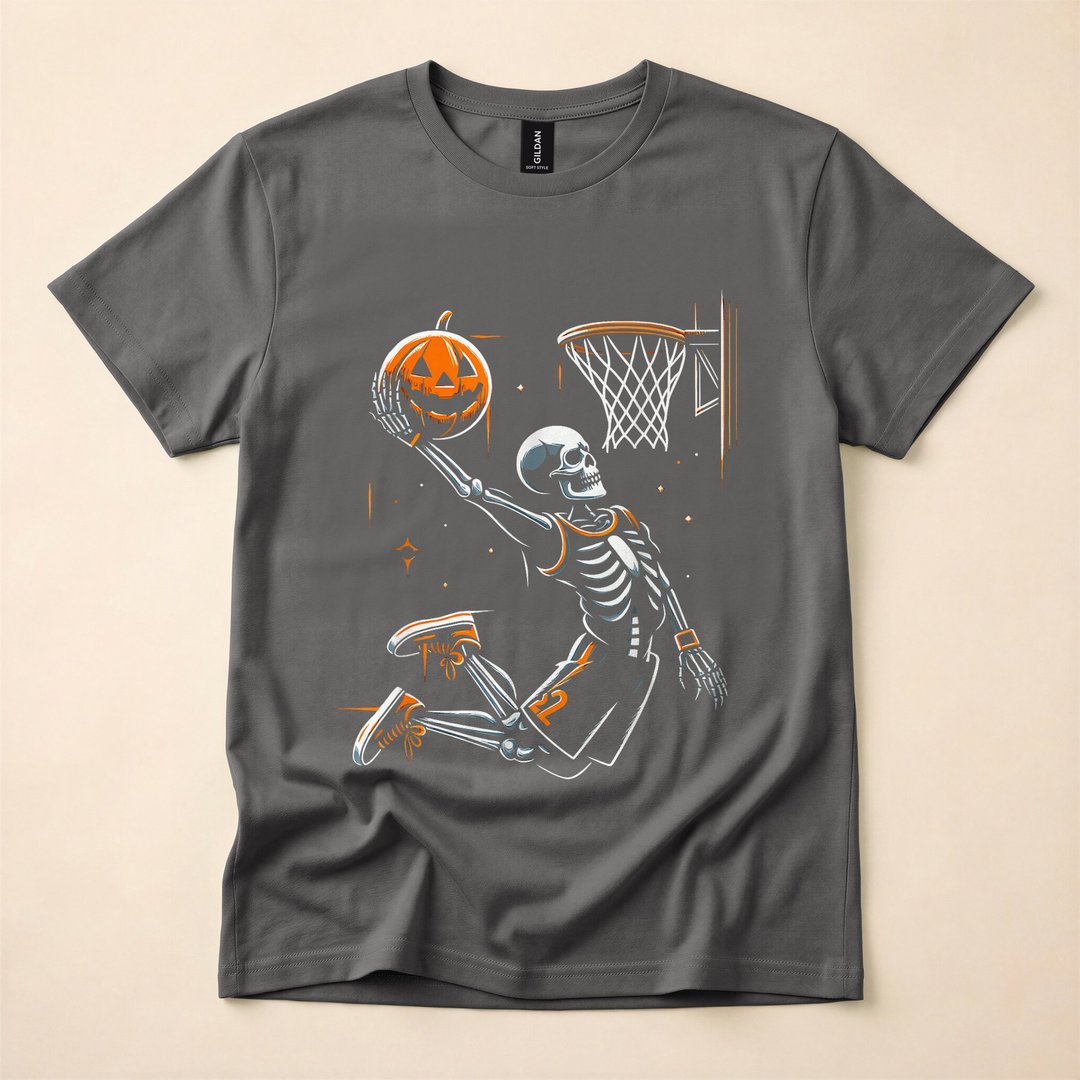 Skeleton Basketball Player Scary Halloween T-Shirt - photo 5