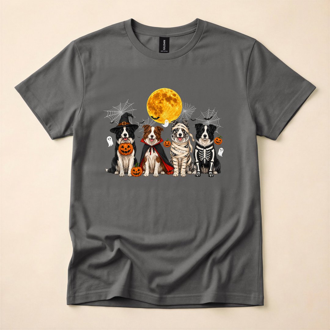 Border Collie Ghost Witch Mummy Vintage Halloween T-Shirt - photo 5