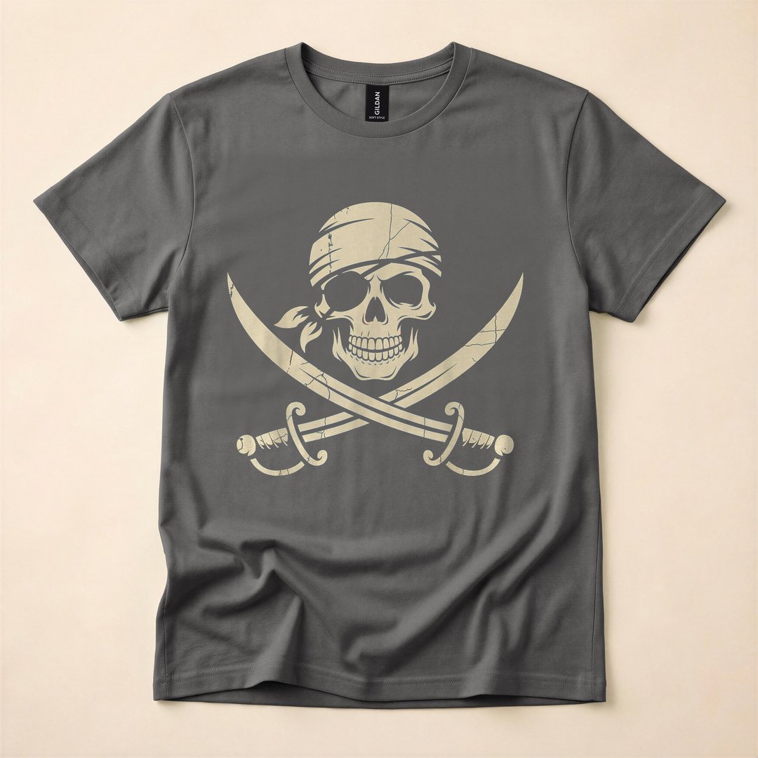 Pirate Skull and Crossbones Skeleton Halloween T-Shirt - photo 5
