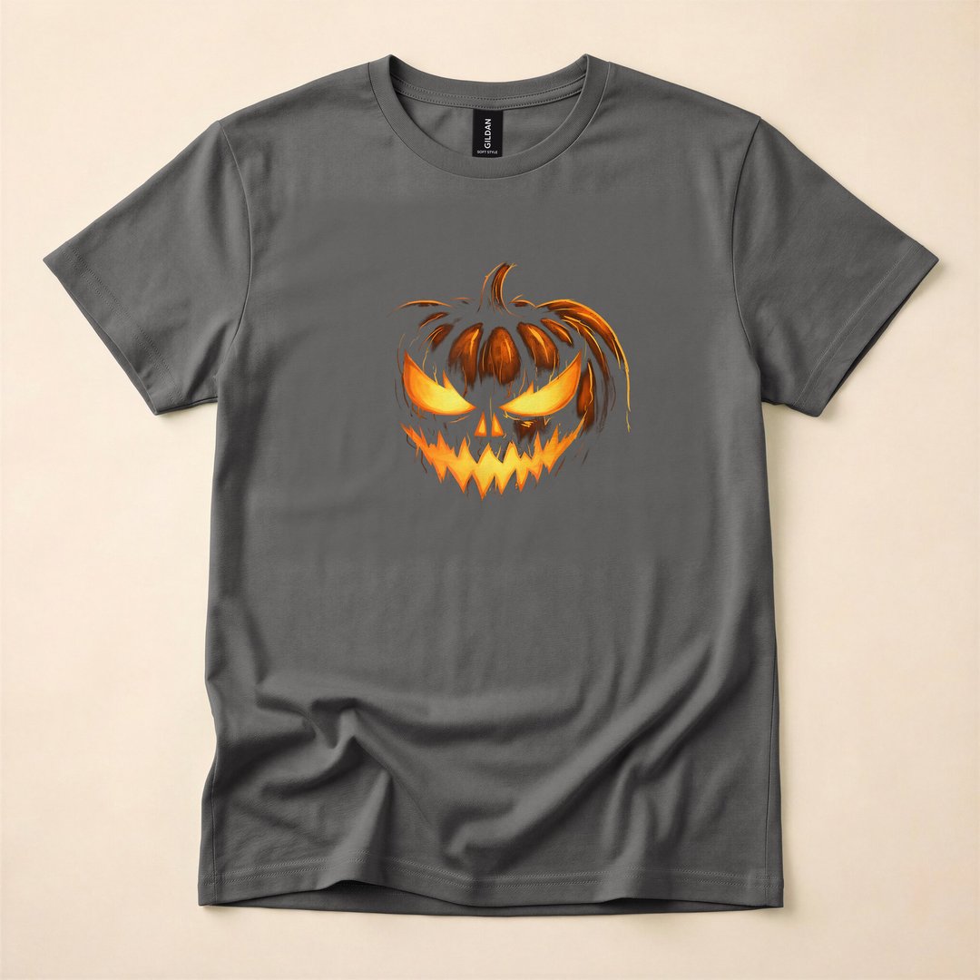Scary Carved Jack-o'-Lantern Pumpkin Face Halloween T-Shirt - photo 5