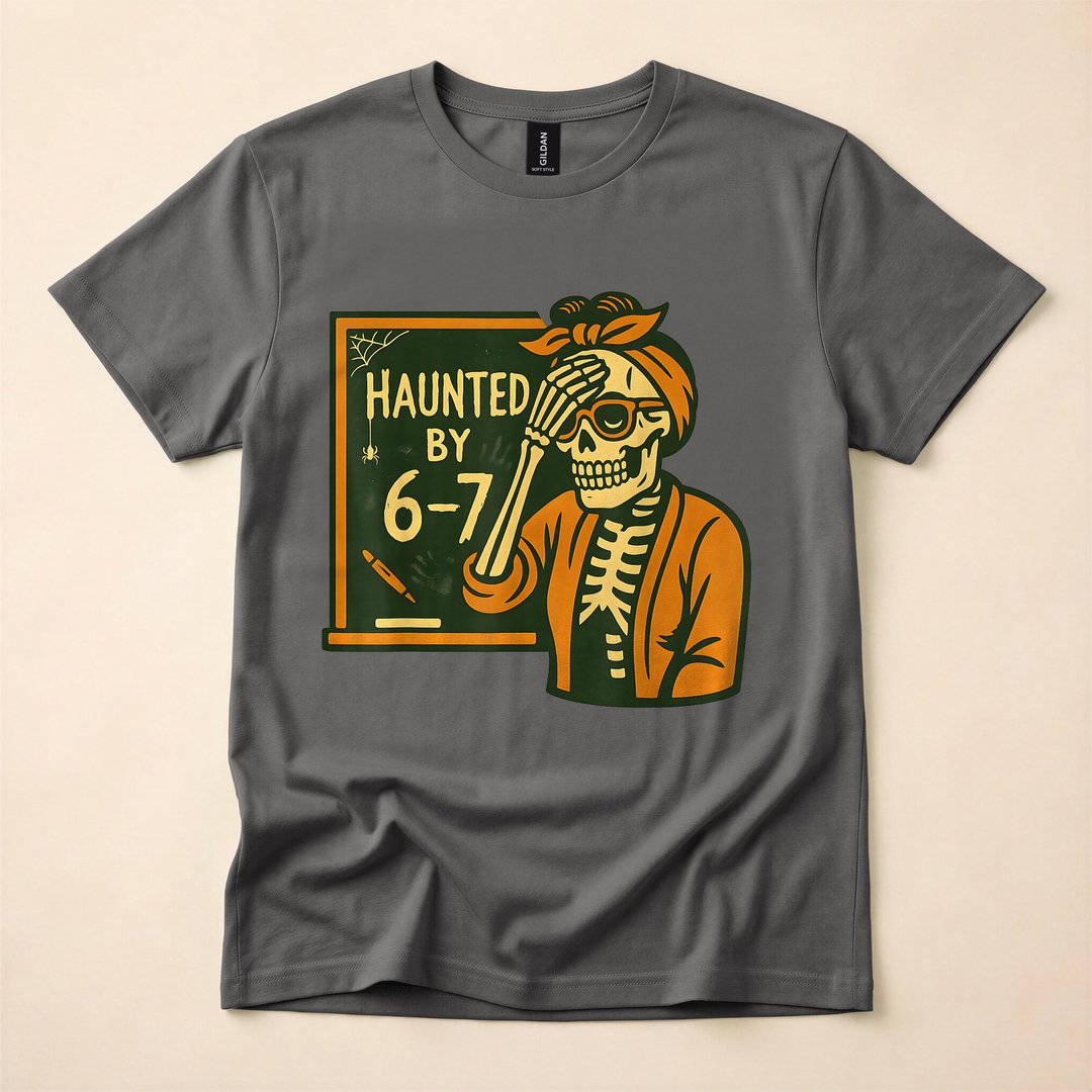 Haunted by 6-7 Funny Teacher Halloween Skeleton T-Shirt - photo 5