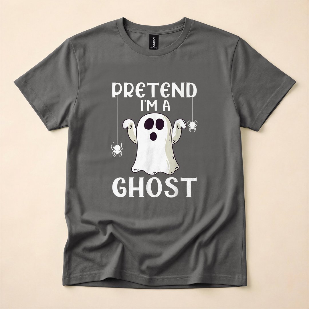 Pretend I'm a Ghost Lazy Halloween Costume T-Shirt - photo 5