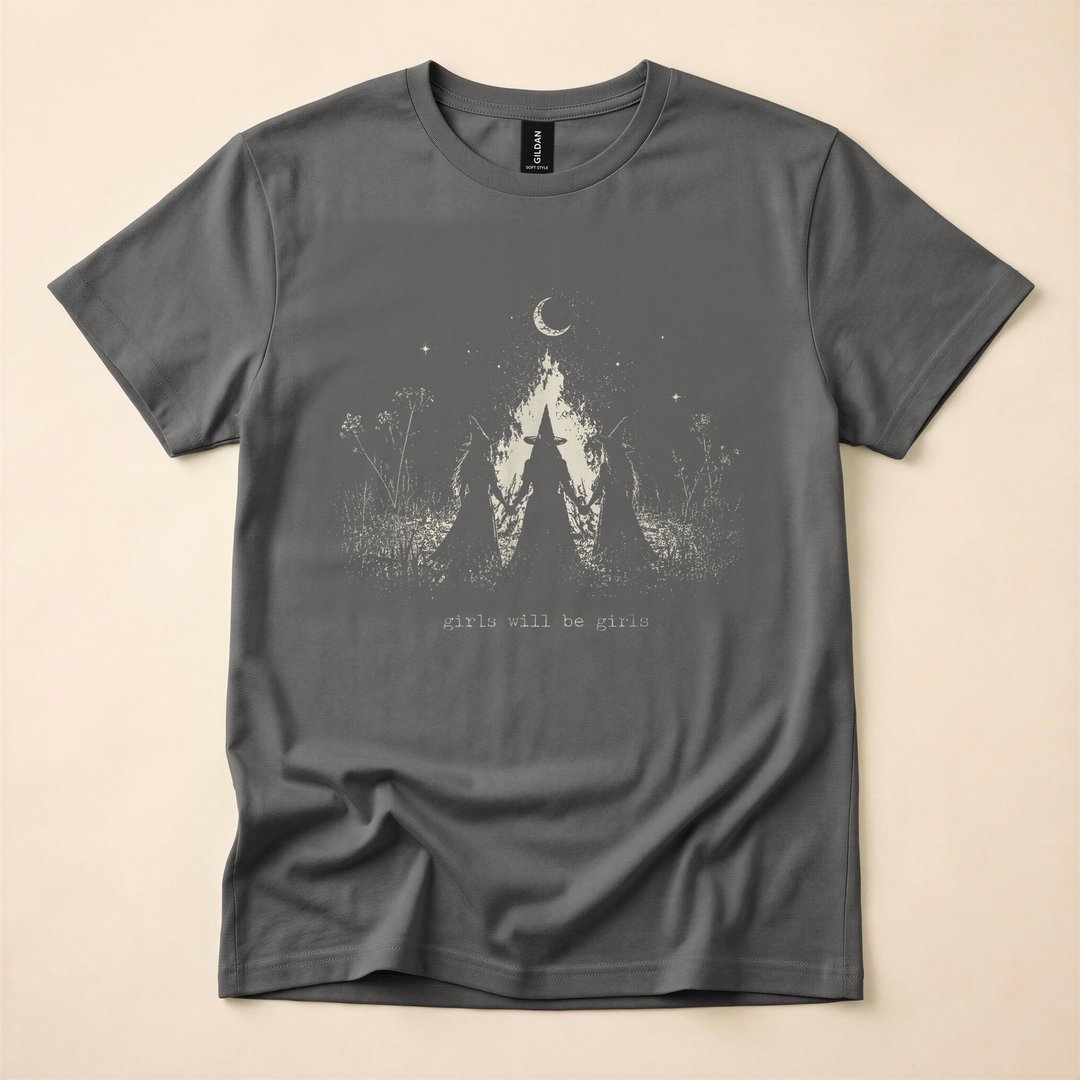 Girls Will Be Girls Witchy Halloween T-Shirt, Funny Witch Spooky Season Graphic Tee - photo 5