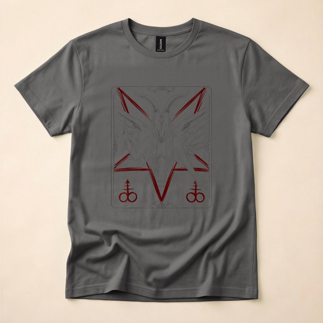 Lucifer Sigil Skeleton Goat Occult Baphomet T-Shirt - photo 5
