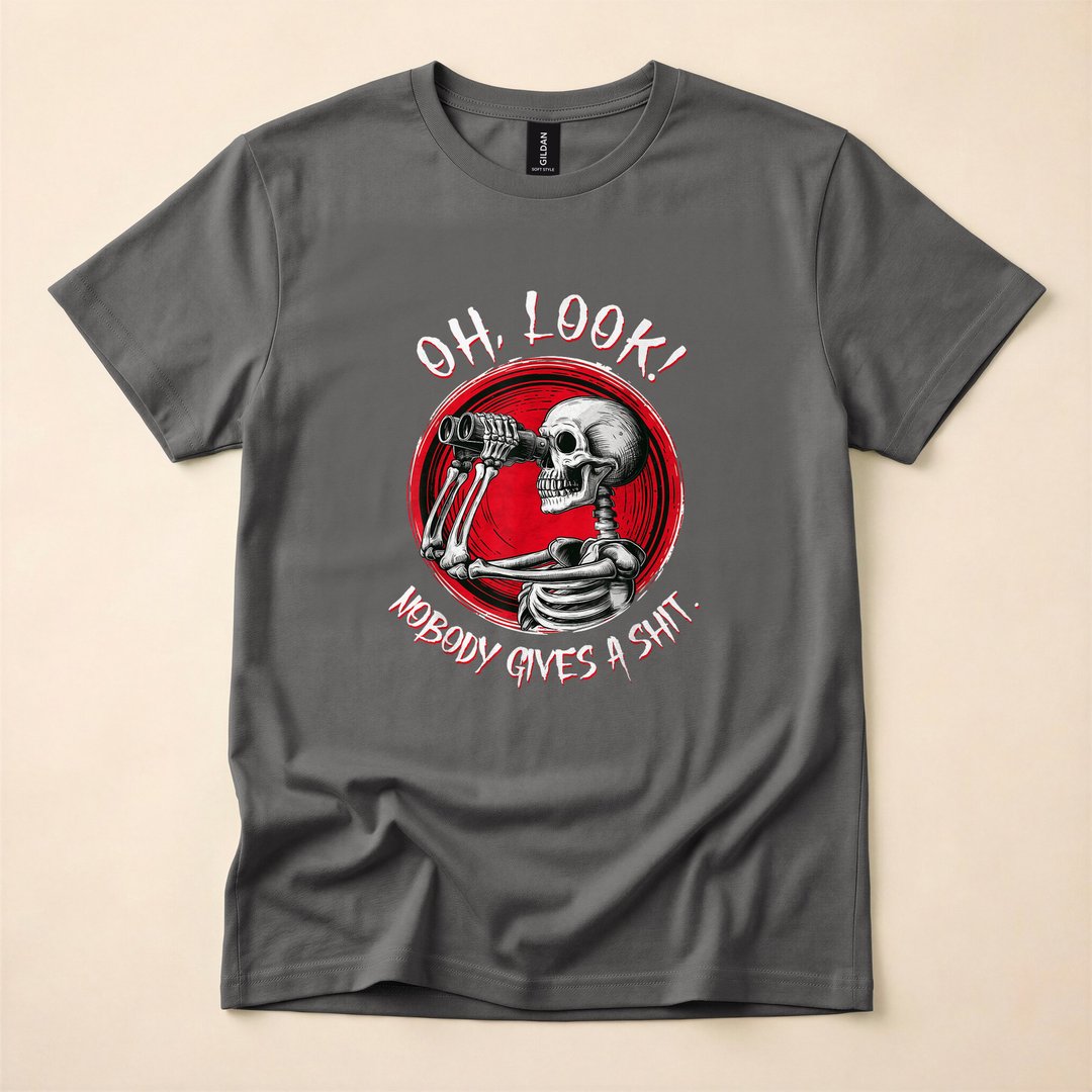 Skeleton Oh Look Nobody Gives Funny Halloween T-Shirt - photo 5