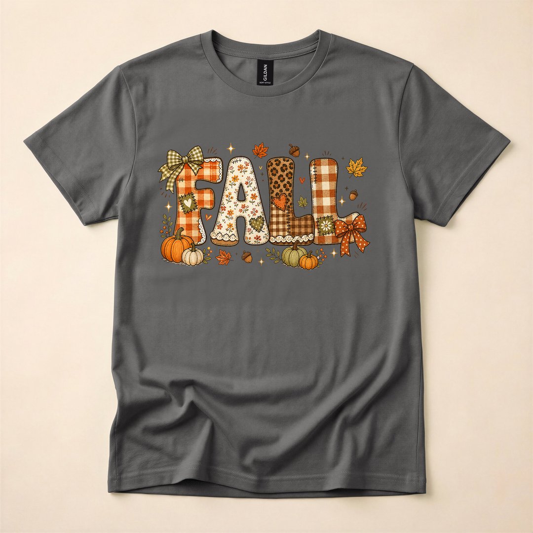 Leopard Patchwork Pumpkin Bow Fall Autumn T-Shirt - photo 5