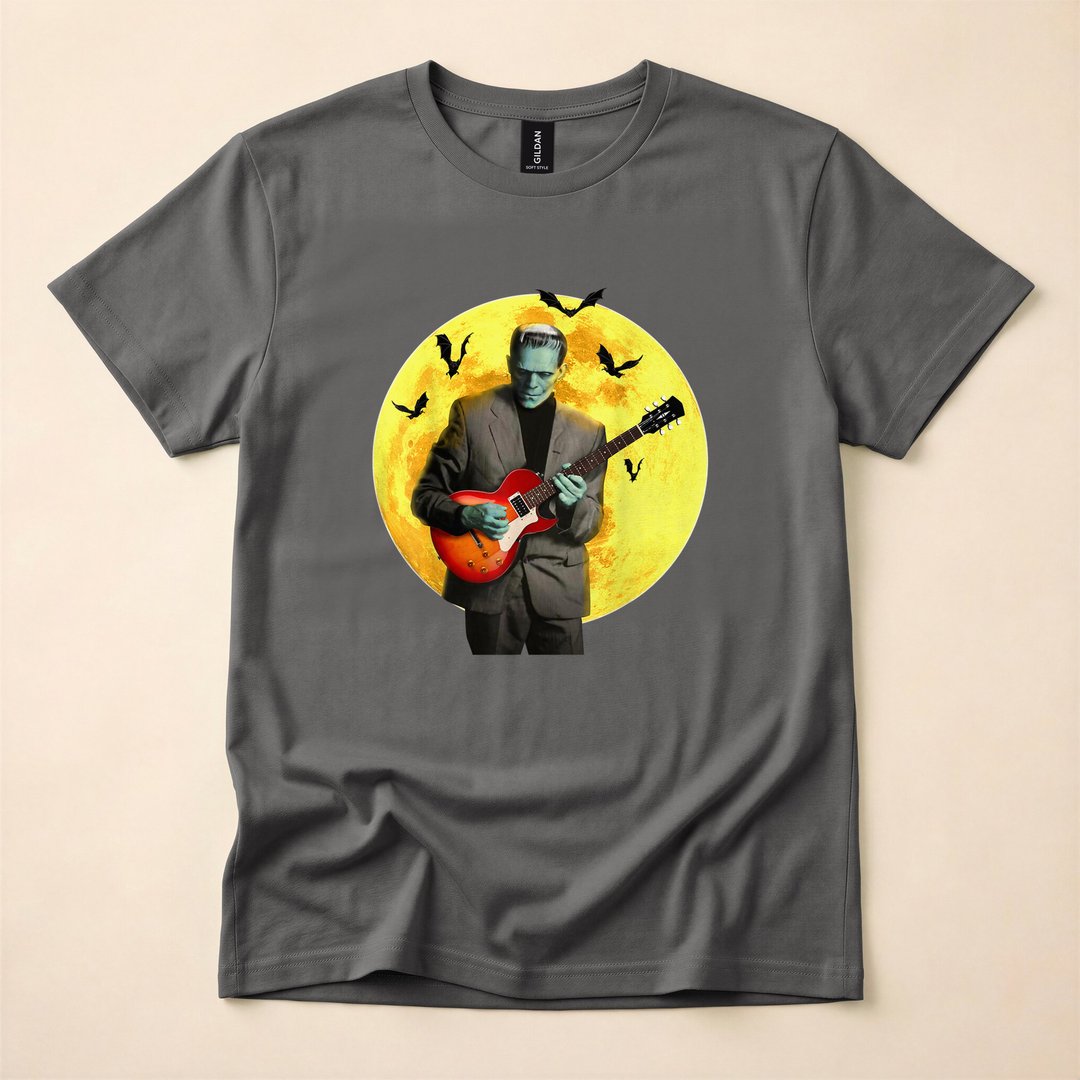 Frankenstein Plays Electric Guitar Frankenguitar Halloween T-Shirt - photo 5