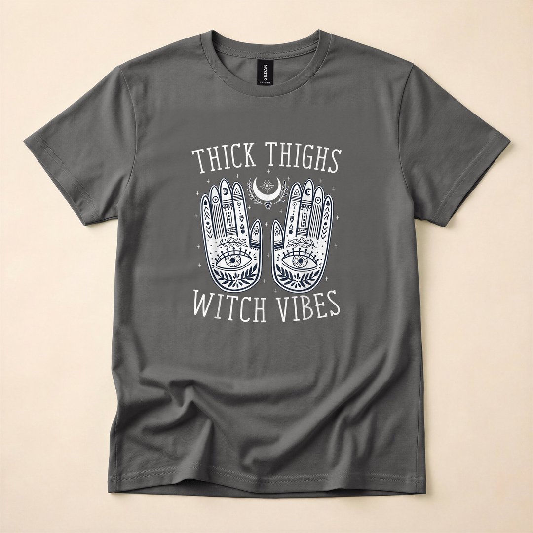 Thick Thighs Witch Vibes Halloween Witchy T-Shirt - photo 5