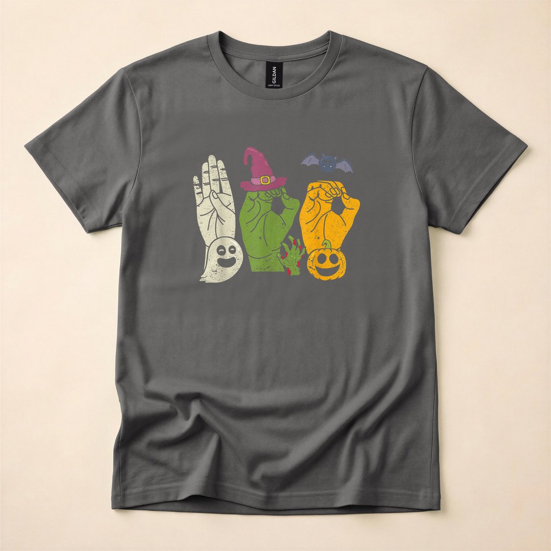 Boo Hands ASL Sign Language Halloween T-Shirt - photo 5