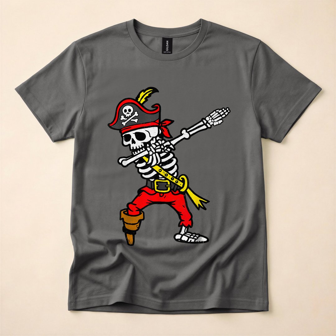 Dabbing Skeleton Pirate Funny Halloween Costume T-Shirt - photo 5
