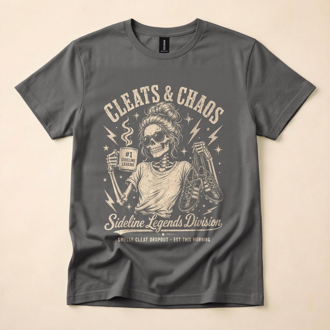 Cleats and Chaos Skeleton Soccer Mom Halloween T-Shirt - photo 5