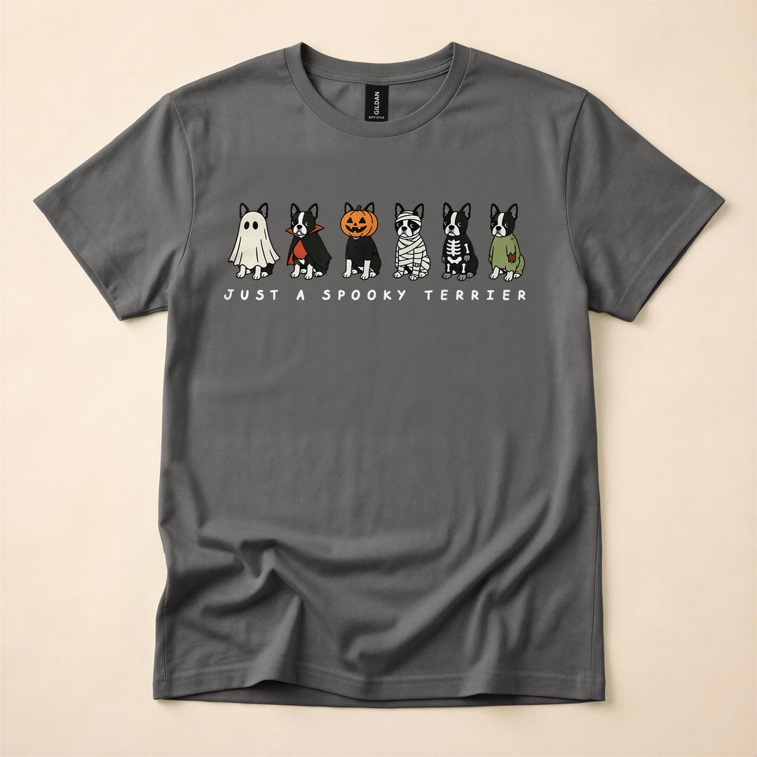 Spooky Boston Terrier Ghost Funny Halloween T-Shirt - photo 5