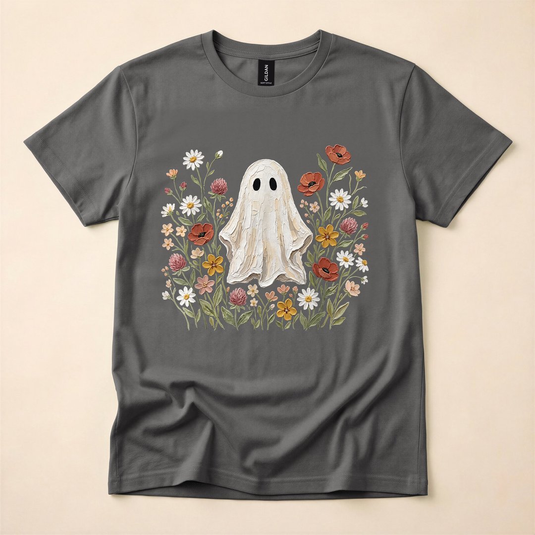 Cute Ghost Wildflower Cottagecore Halloween T-Shirt - photo 5