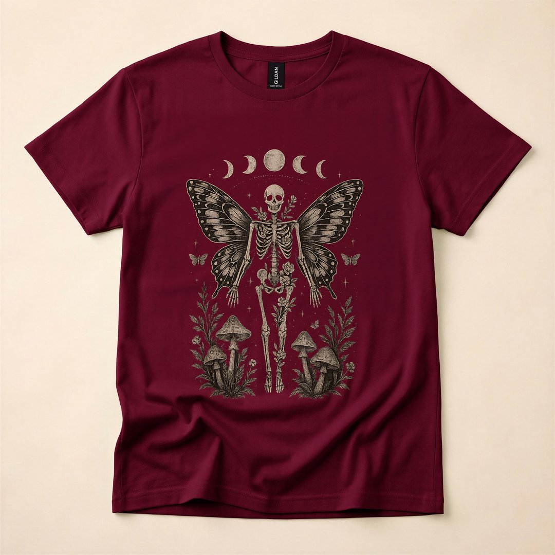 Y2K Grunge Fairycore Skeleton Emo Graphic T-Shirt