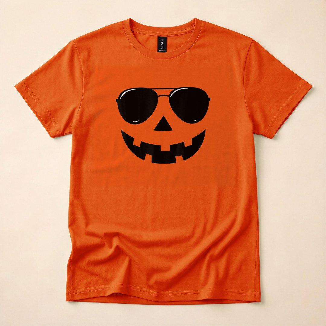 Grinning Jack-O'-Lantern Pumpkin Face Halloween T-Shirt