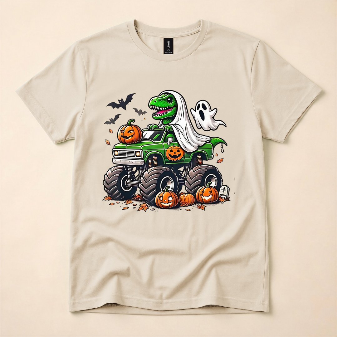 Ghost T-Rex Dinosaur Kids Halloween T-Shirt