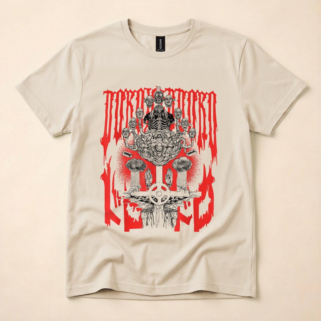Caiman with Zombie Heads Dark Anime Horror T-Shirt