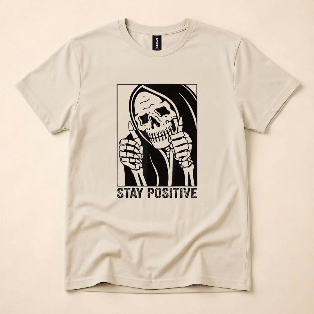 Stay Positive Funny Skull Skeleton Halloween T-Shirt