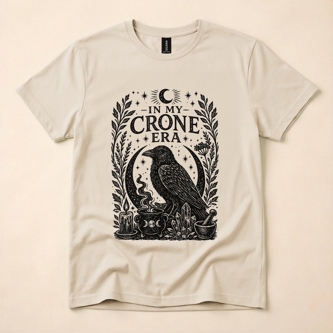 In My Crone Era Witchy Raven Cauldron Goth T-Shirt