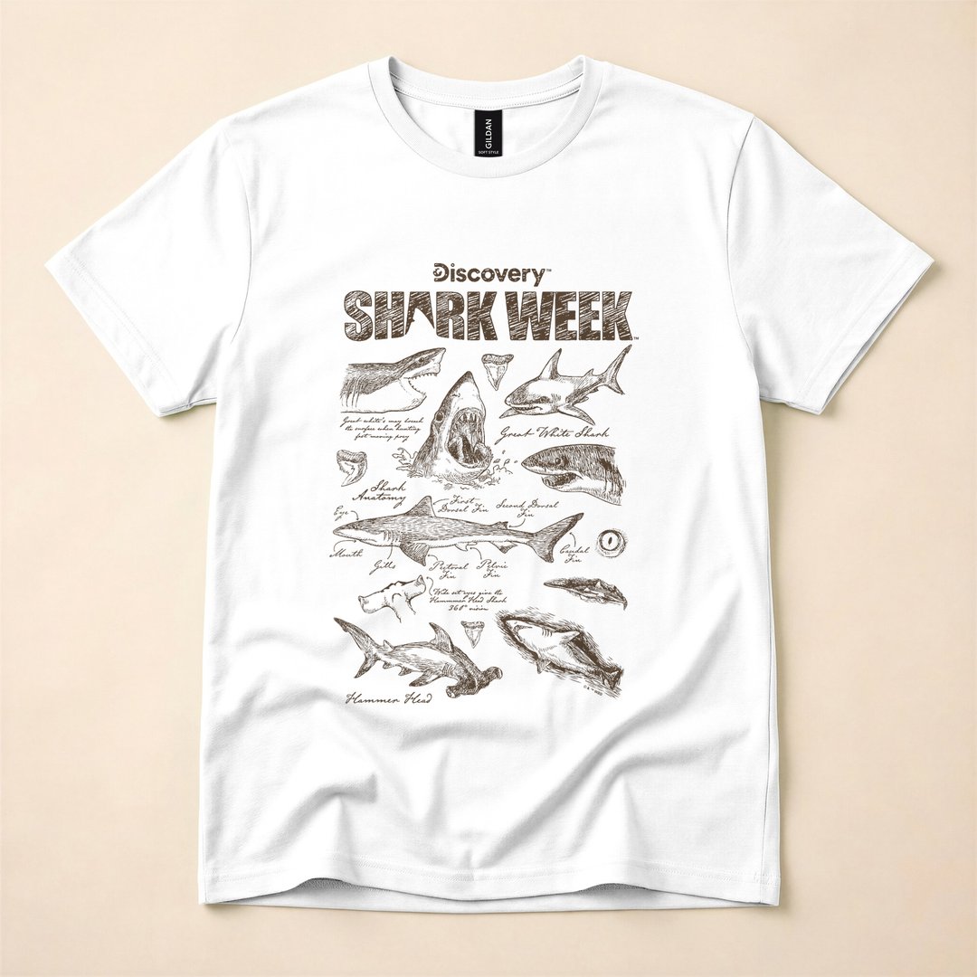 Shark Week Species Infographic Ocean Chart T-Shirt