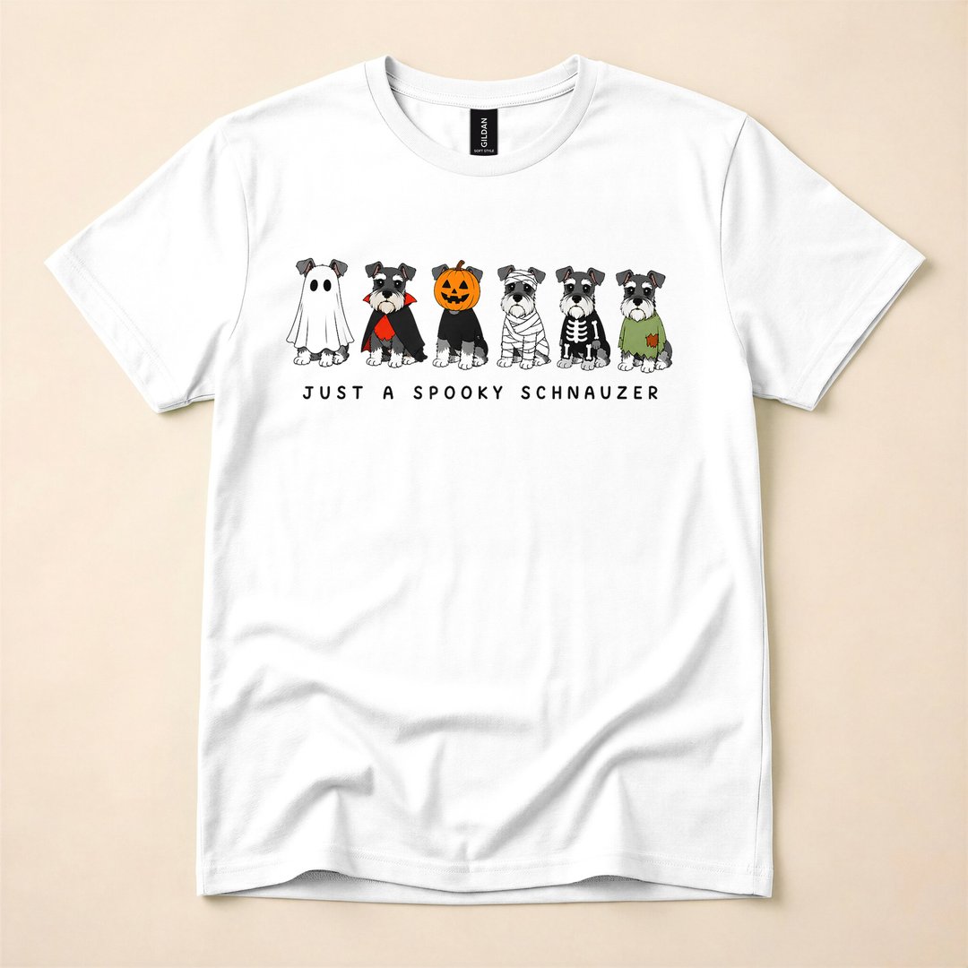 Just A Spooky Schnauzer Funny Ghost Halloween Dog T-Shirt