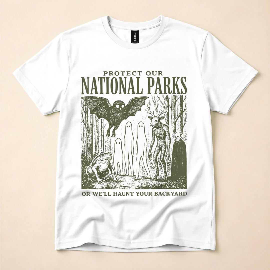 Retro Folk Horror National Park Spooky Ghost T-Shirt