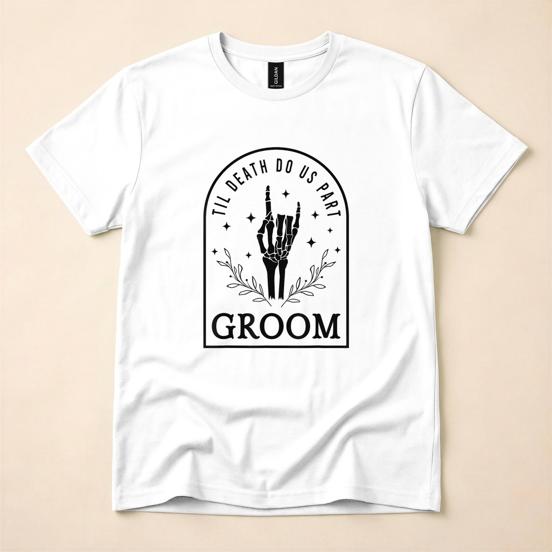 Skeleton Bride and Groom Gothic Halloween Wedding T-Shirt