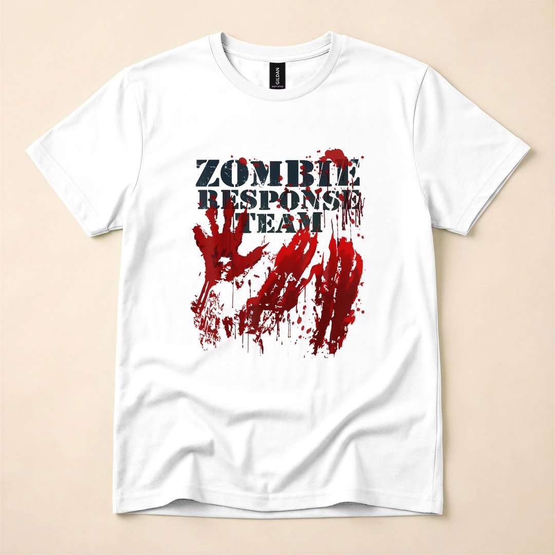Zombie Response Team Bloody Handprints Halloween T-Shirt