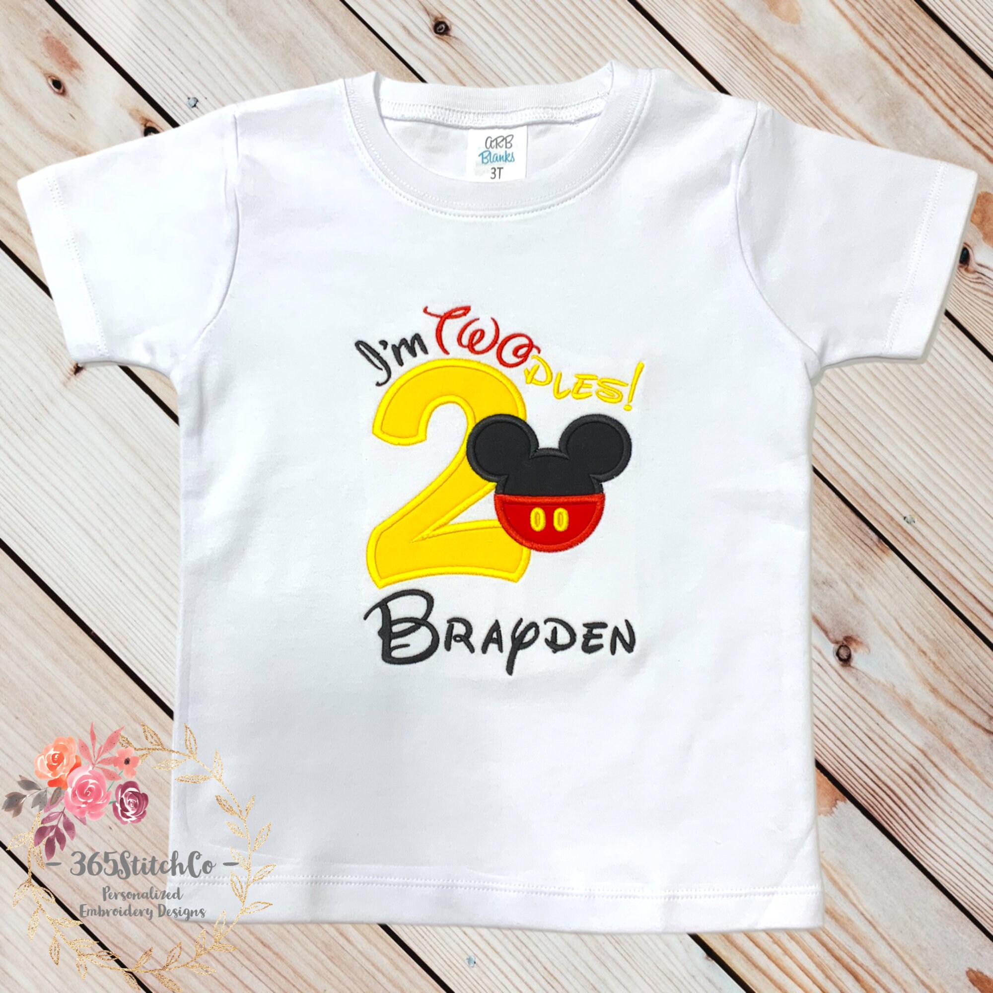 Embroidered Mickey Mouse Twodles Shirt for a 2nd Birthday – Disney Second Birthday Embroidered Tee - photo 2