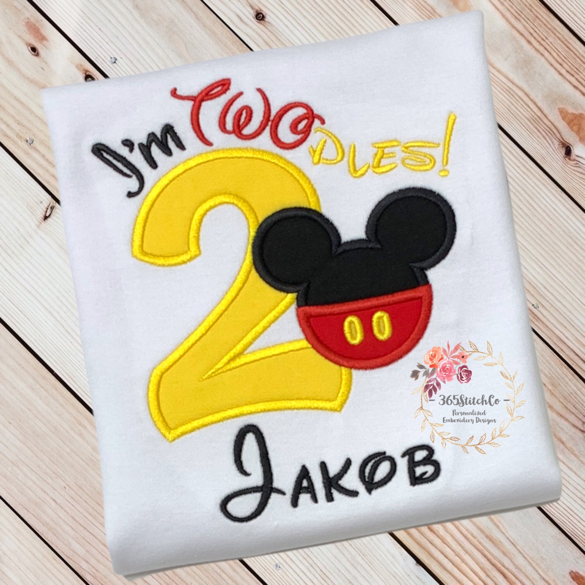 Embroidered Mickey Mouse Twodles Shirt for a 2nd Birthday – Disney Second Birthday Embroidered Tee - photo 4