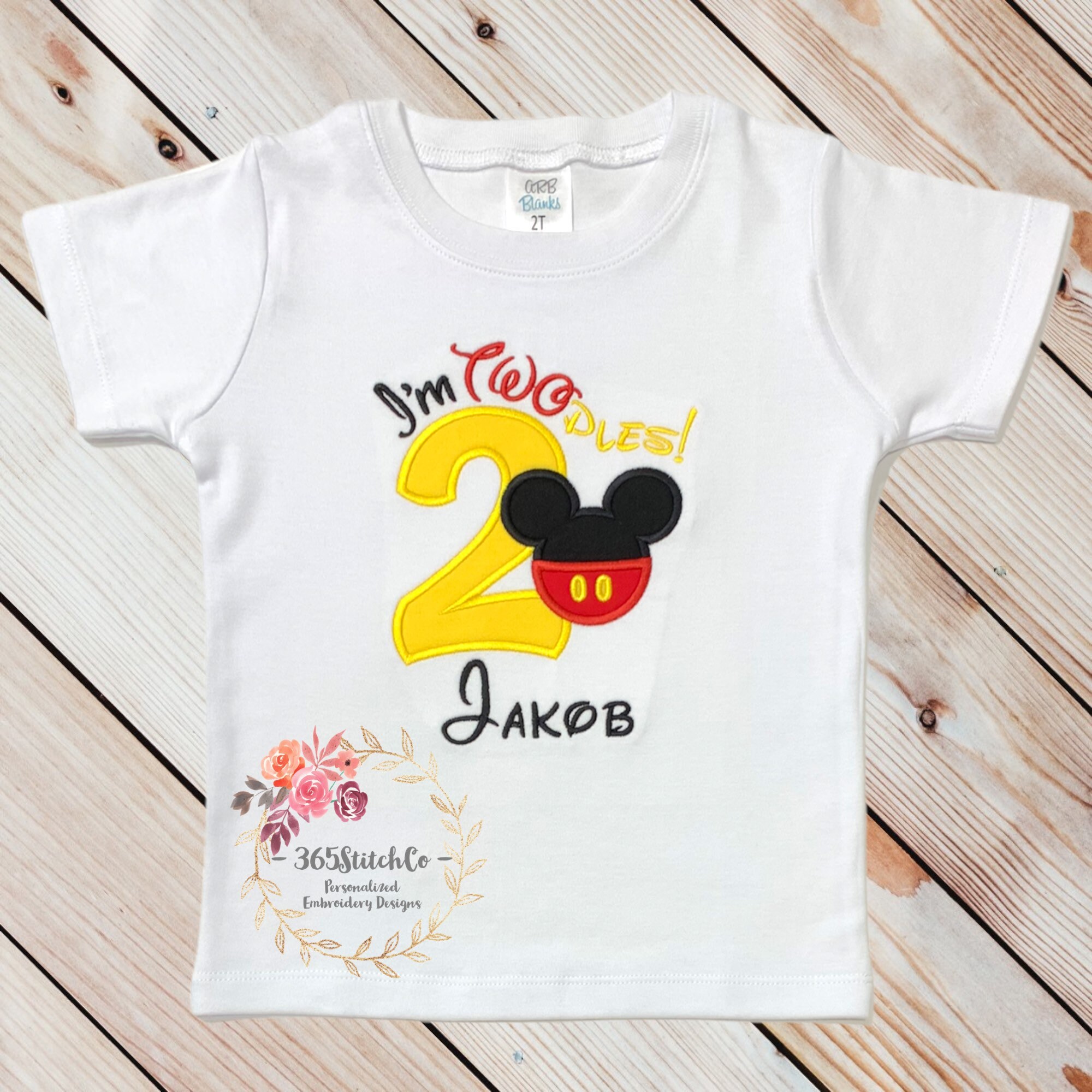 Embroidered Mickey Mouse Twodles Shirt for a 2nd Birthday – Disney Second Birthday Embroidered Tee - photo 5