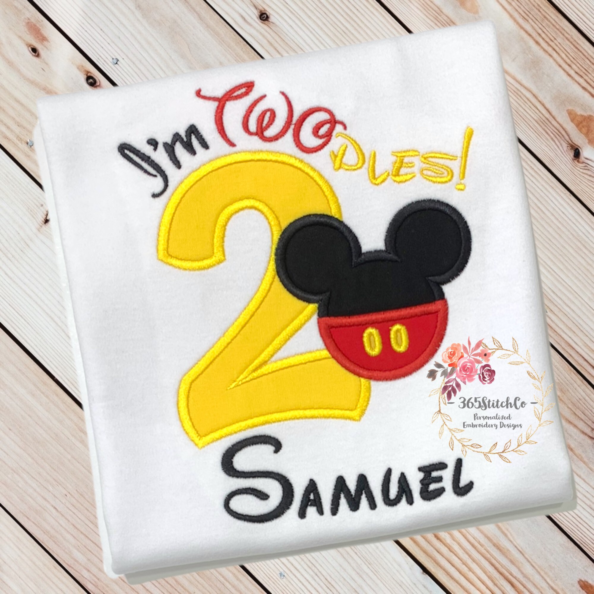 Embroidered Mickey Mouse Twodles Shirt for a 2nd Birthday – Disney Second Birthday Embroidered Tee - photo 6