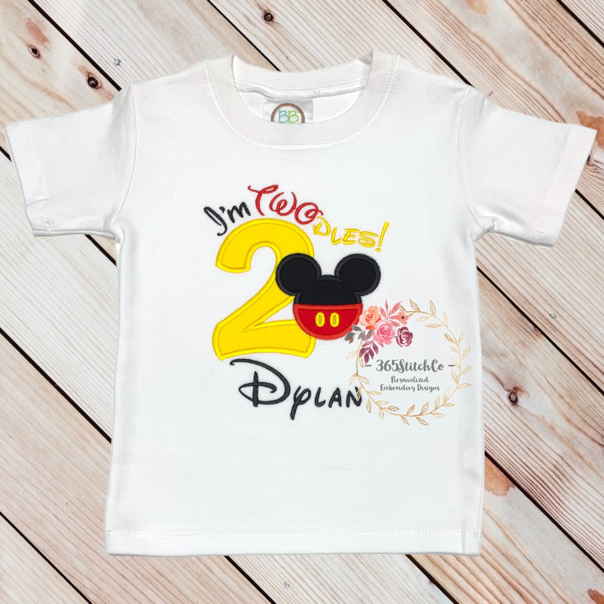 Embroidered Mickey Mouse Twodles Shirt for a 2nd Birthday – Disney Second Birthday Embroidered Tee - photo 8